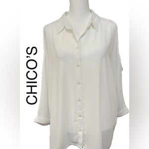 CHICO’S LADIES BLOUSE SIZE:2.  COLOR: WINTER WHITE